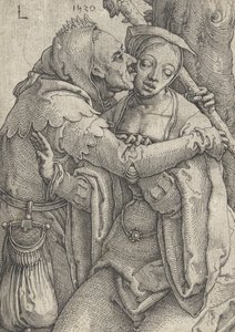 O bobo da corte e a jovem mulher, 1520 de Lucas van Leyden